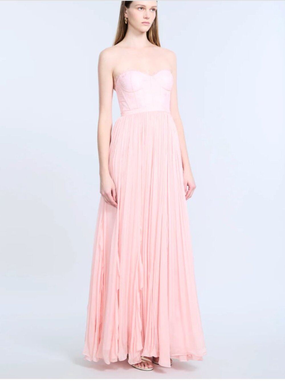 BCBGMAXAZRIA BCBG Lace Bustier Bodice Chiffon Rufle Gown Maxi Dress 4 NWT